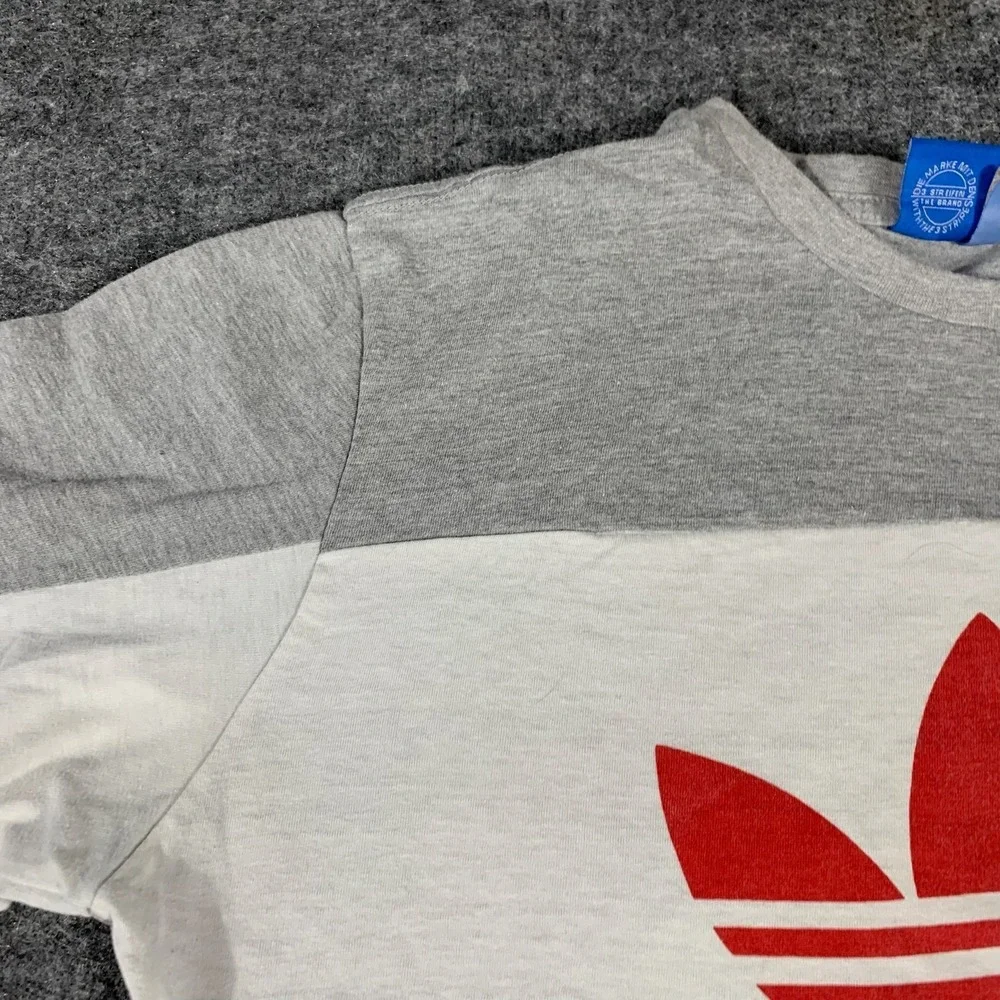 Adidas T Shirt Mens‎ Extra Large White Gray Trefoil Logo Short Sleeve Crewneck